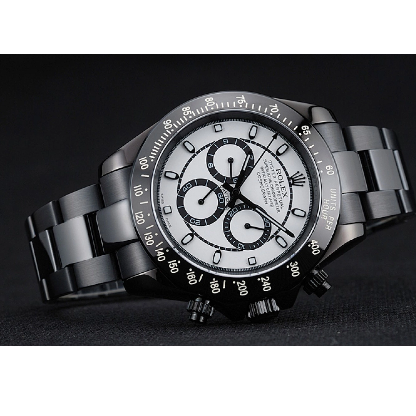 Good Copy Rolex Watches And White Rolex And Black Steel Cosmograph 1454249 Case Stainless Daytona Dial Bracelet Black 0712